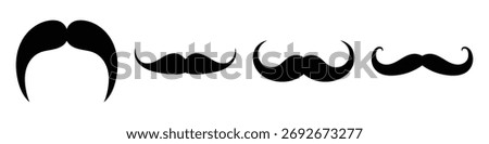 Assorted mustache collection illustration for graphic design and creative projects. Mustache icon set, mustache silhouette set, mustache silhouettes isolated on white background