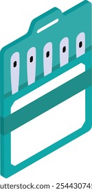 Agulha sortida Diferentes tamanhos isométricos design plano, símbolo artesanal, sinal de roupas de ajuste perfeito, Costurar e alfaiate ilustração de estoque de materiais, Self Threading agulha conjunto conceito