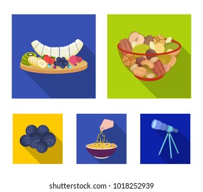 Assorted nuts, fruits and other food. Food set collection icons in flat style vector symbol stock illustration web.