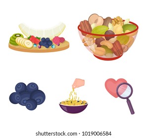 Assorted nuts, fruits and other food. Food set collection icons in cartoon style vector symbol stock illustration web.