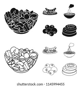 Assorted nuts, fruits and other food. Food set collection icons in black,outline style vector symbol stock illustration web.
