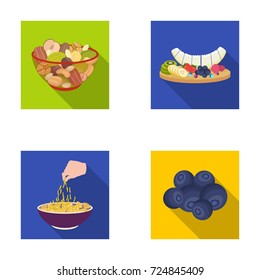 Assorted nuts, fruits and other food. Food set collection icons in flat style vector symbol stock illustration web.