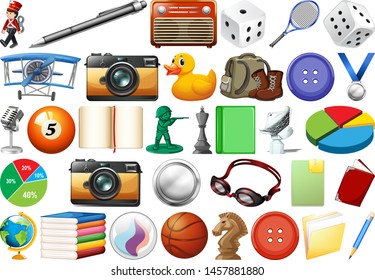 Assorted Office Home School Related Objects Stock Vector (Royalty Free ...