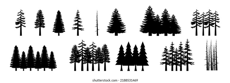 Assorted pine tree vector set icon