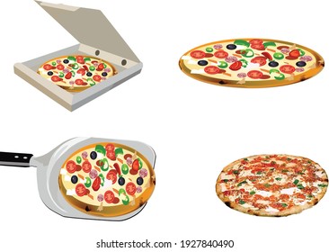 assorted pizzas with transport container