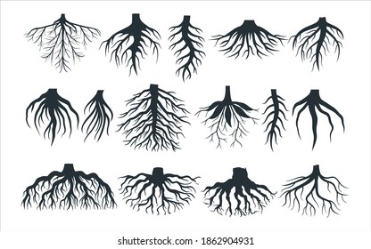 assorted plant root type shape vector graphic design template set for sticker, decoration, cutting and print file