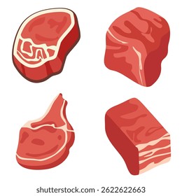 Sortierte Schweineschnitte für die kulinarische und Metzgerei