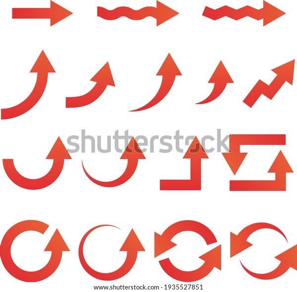 Assorted red arrow\
icons vector\
illustration