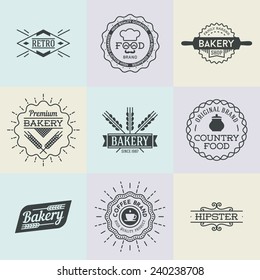 Assorted retro design insignias logotypes set 2. Vector vintage elements.  