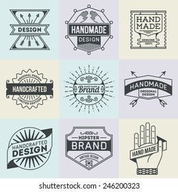 Assorted retro design insignias logotypes set 10. Vector vintage elements.