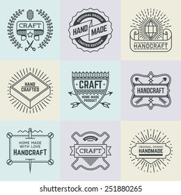 Assorted retro design insignias logotypes set 15. Vector vintage elements.