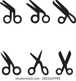 Assorted scissors silhouette on white surface