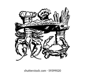 Assembler-Meeresfrüchte - Retro-Clip Art