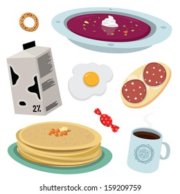 Assorted set of russian style food
