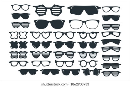 assorted shape glasses vector graphic design template set for sticker, decoration, cutting and print file