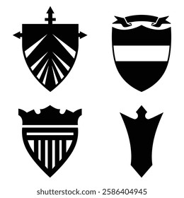 Assorted Shield Silhouette vector frames or shapes on the white background