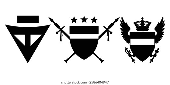 Assorted Shield Silhouette vector frames or shapes on the white background