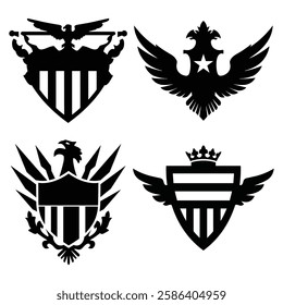 Assorted Shield Silhouette vector frames or shapes on the white background