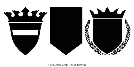 Assorted Shield Silhouette vector frames or shapes on the white background