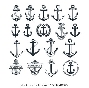 assorted ship anchor vector graphic design for logo and illustration template