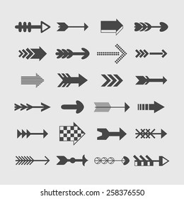 Assorted silhouette direction arrows icons set