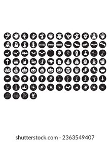 Assorted Silhouette Of Spooky Halloween Vectors And Creepy Icons In Monotone