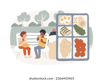 Assorted snack pack isolated concept vector illustration. Healthy nutrition diet, kids lunch, gourmet food, snack box, on-the-go food container, bite-size appetizer, sate hunger vector concept.