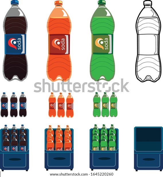 assorted soda bottles different flavors cola stock vector royalty free 1645220260