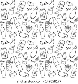 Assorted soft drinks seamless pattern 