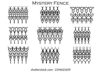 Assorted spooky cemetery fence silhouettes. Assets isolated on a white background. Scary, haunted and spooky fence elements