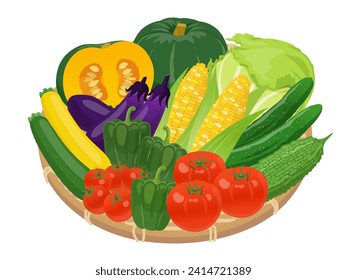 Assorted summer vegetables vector illustration