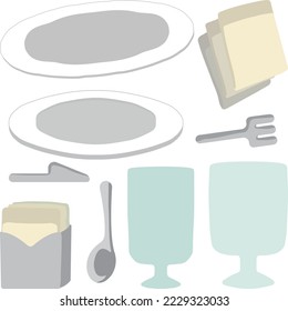 Assorted tableware for family restaurants