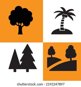assorted tree icon design, tree silhouette, tree icon