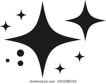 Assorted twinkling star icons with abstract dots vector