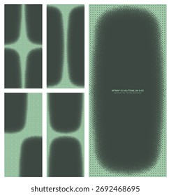 Padrão de meio-tom verde de uso de bitmap de vetor sortido definido na taxa de proporção vertical de 9:20, incluindo quadro arredondado e várias texturas exclusivas. Diversos 8 bits estilo retro texturizado design elementos pacote