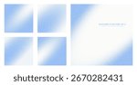 Assorted vector blue noise halftone pattern set in square 1:1 aspect ratio including round smooth blurred tilted elliptical frame and various textures. Varied half tone grainy texture design elements