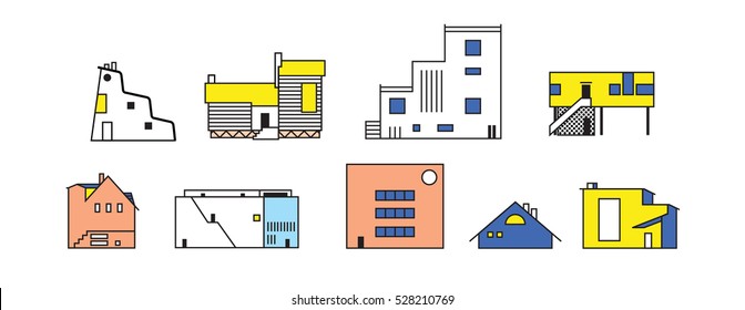 assorted vector buildings, put together to make a city view.