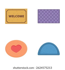 Assorted vector doormat collection with colorful and patterned designs for indoor and outdoor entrances, adding warmth, hospitality, and safety to your home decor