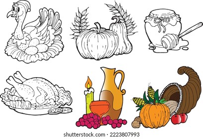 assorted vector thanksgiving day trinkets editable