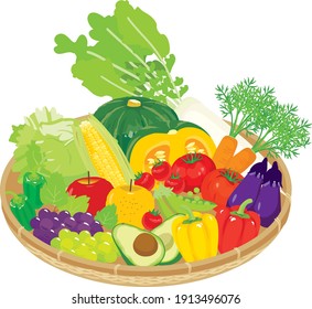 Assorted vegetables in a basket