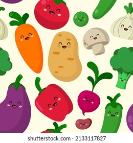 Assorted Vegetables Characters Seamless Pattern