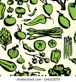 Assorted vegetables freehand drawing  vector illustration set design