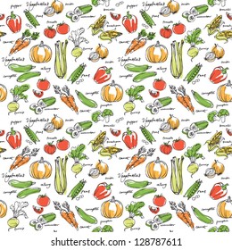 Assorted vegetables seamless background