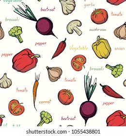 Assorted vegetables seamless pattern