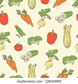 Assorted vegetables seamless pattern