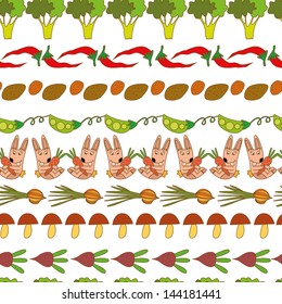 Assorted vegetables seamless pattern