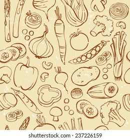 Assorted vegetables seamless pattern