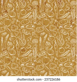 Assorted vegetables seamless pattern