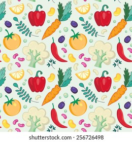 Assorted vegetables seamless pattern.
