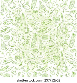 Assorted vegetables seamless pattern grunge background 